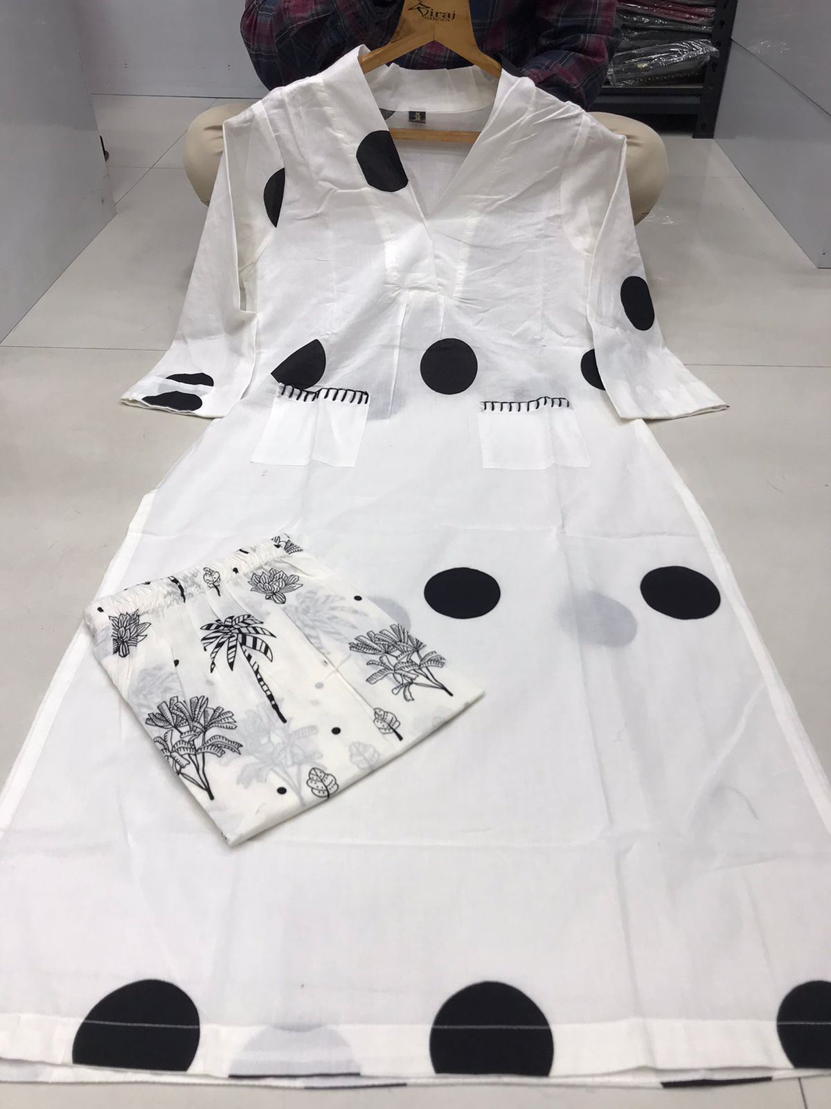 Vt Designer Printed Black Cotton Kurti With Bottom Wholesale Price In Surat